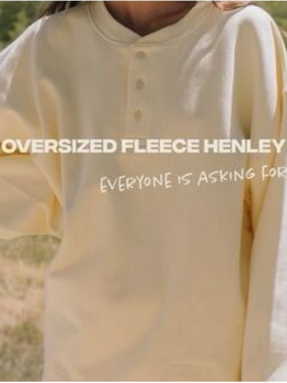 Daily Drills Oversized Crew Lemonade Yellow Henley Sweatshirt - Picture 9 of 9